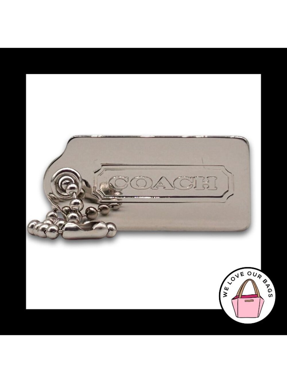VINTAGE Y2K COACH Hang Tag 2.25 Large Silver Nickel Metal Bag Charm Keychain Fob